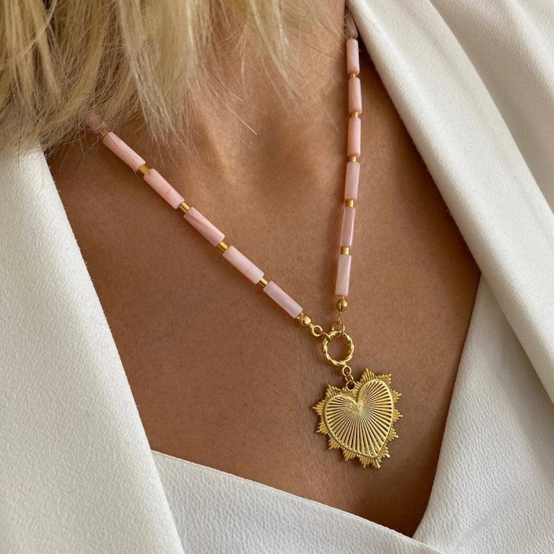 Natural Freshwater Pearl Necklace Boho Multilayer Matching Fashion Jewelry crystal Stone Women