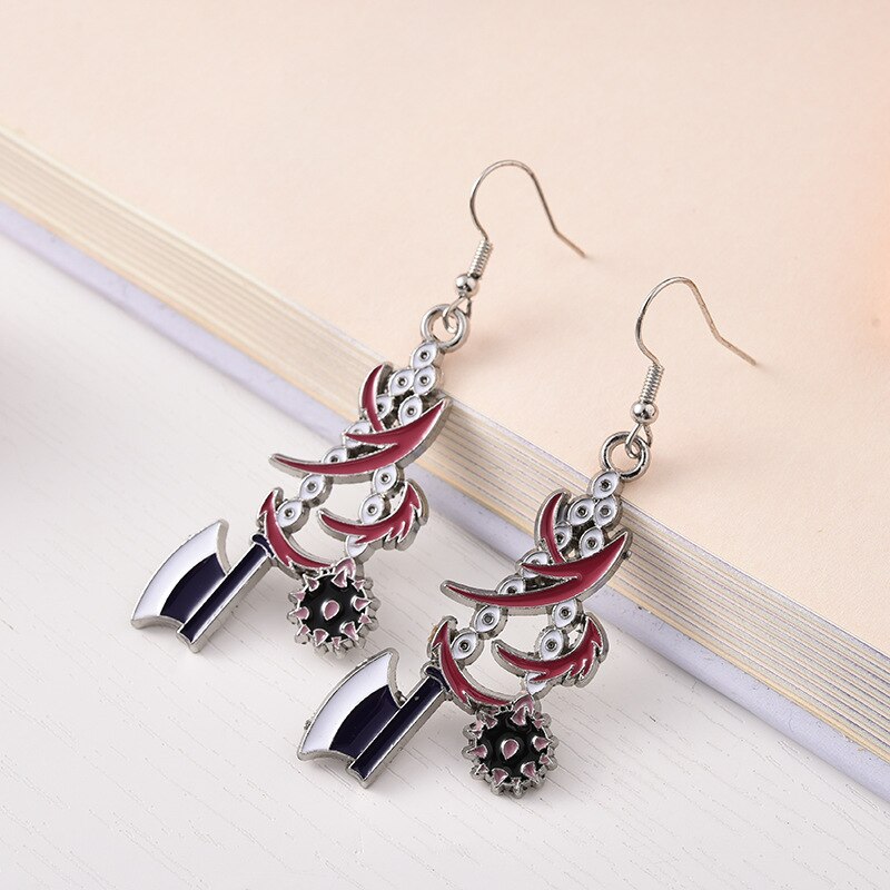 Fashion metal Tanjiro Earrings Demon Slayer Earrings Anime Cosplay Props Drop Long Earrings for man Women Jewelry Style