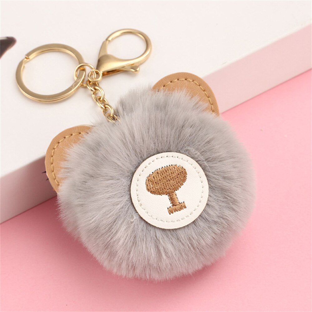 Cartoon Plush Owl Keychain With Sequin Girls Backpack Ornaments Fashion Soft Fluffy Pompom Animal Key Rings For Ladies Gifts