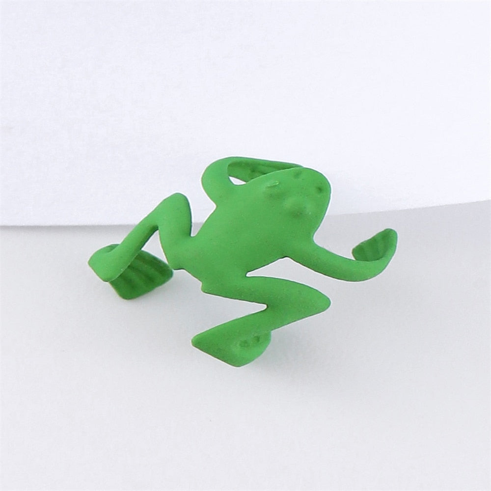 Personality Green Frog Ear Cuffs Clip Earrings for Women Girls Cute Cartoon Animal No Piercing Aesthetic Earring Jewelry Gifts