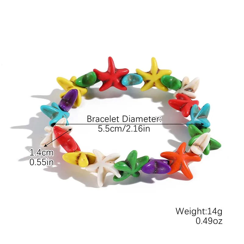 Blue Starfish and Sea Turtle Beaded Friendship Bracelet
