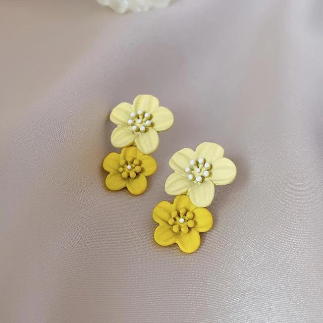 Metal Flower Stud Earrings Jewelry