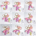 Cute Resin A-Z Initials Letter Keychain Pink Sparkle Butterfly Tassel Pendant Keyring for Women Girl Purse Handbags Jewelry Gift - Charlie Dolly