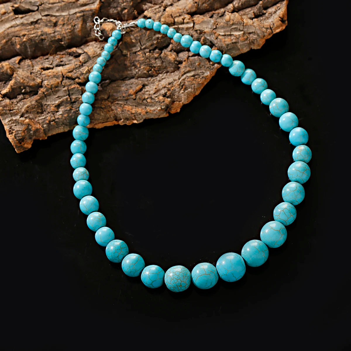 Green Stone Turquoise Beaded Choker Necklace Jewelry
