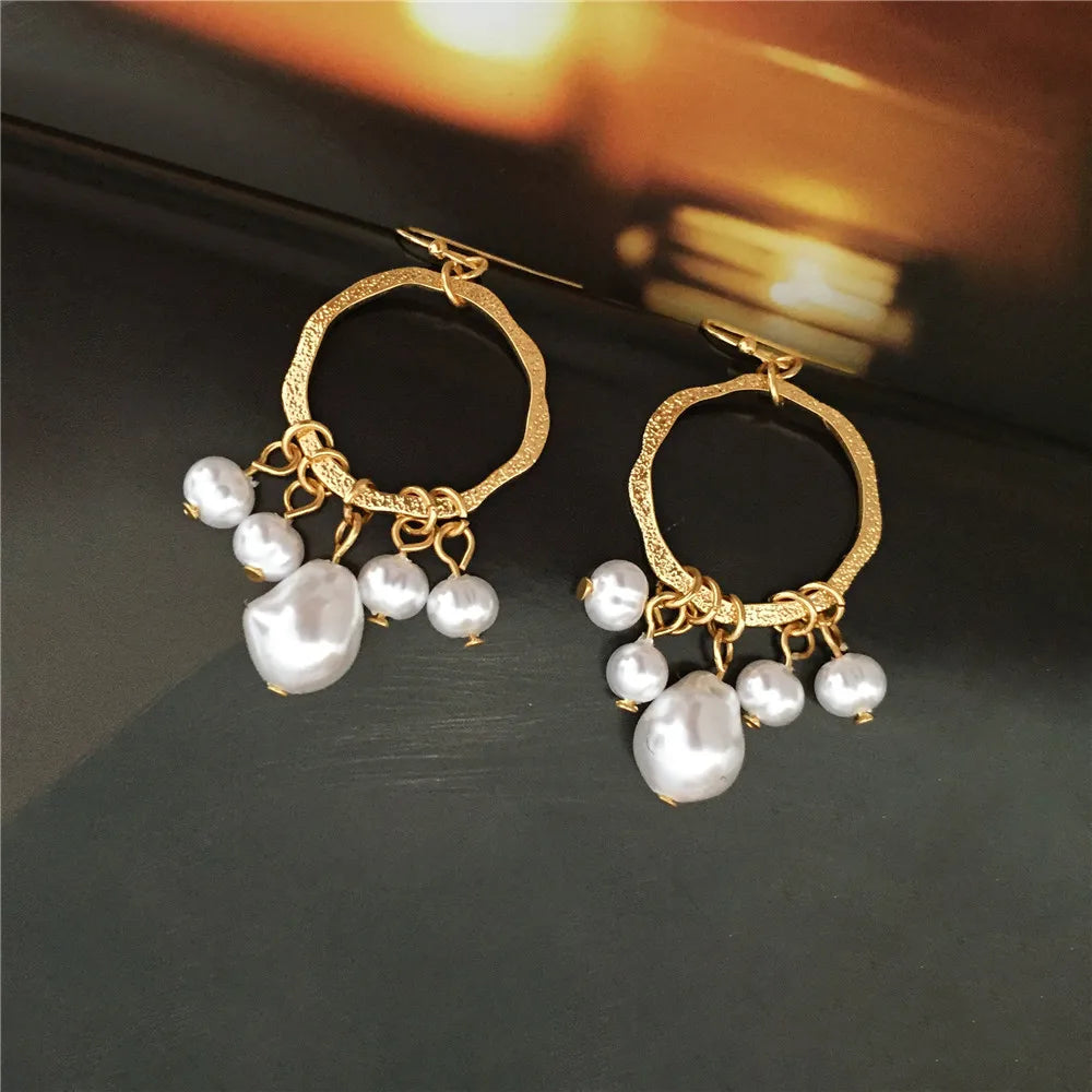 Irregular Pearl Ear Clip Earrings Jewelry