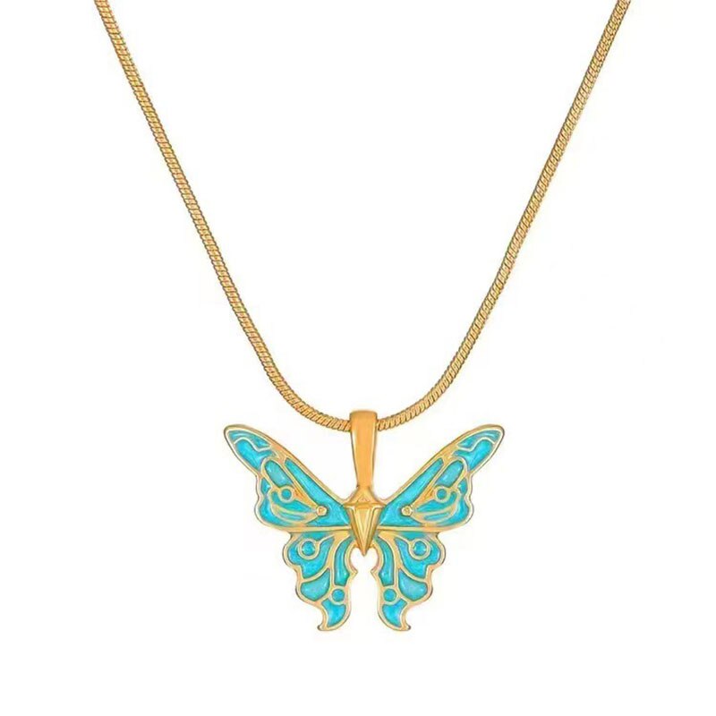 Trendy Barbie Princess Pearl Enamel Butterfly Choker Necklace For Women Holiday Party Gift Fashion Jewelry Accessories N049
