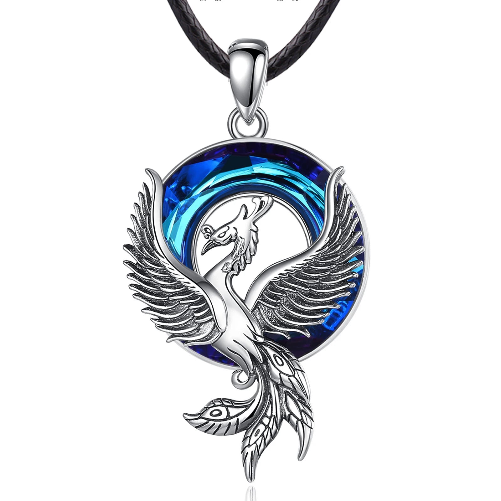 Phoenix Amulet Necklace with Austrian Crystal, S925 Sterling Silver