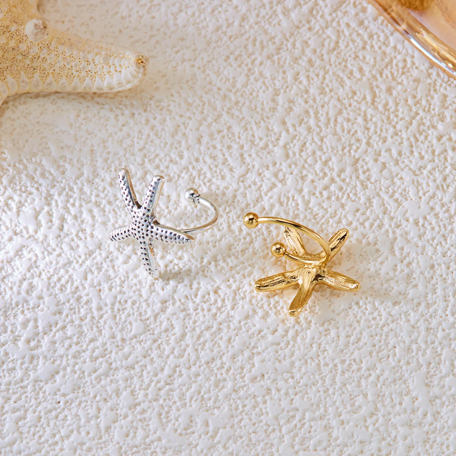 Starfish Shell Conch Ear Clip Earrings Jewelry