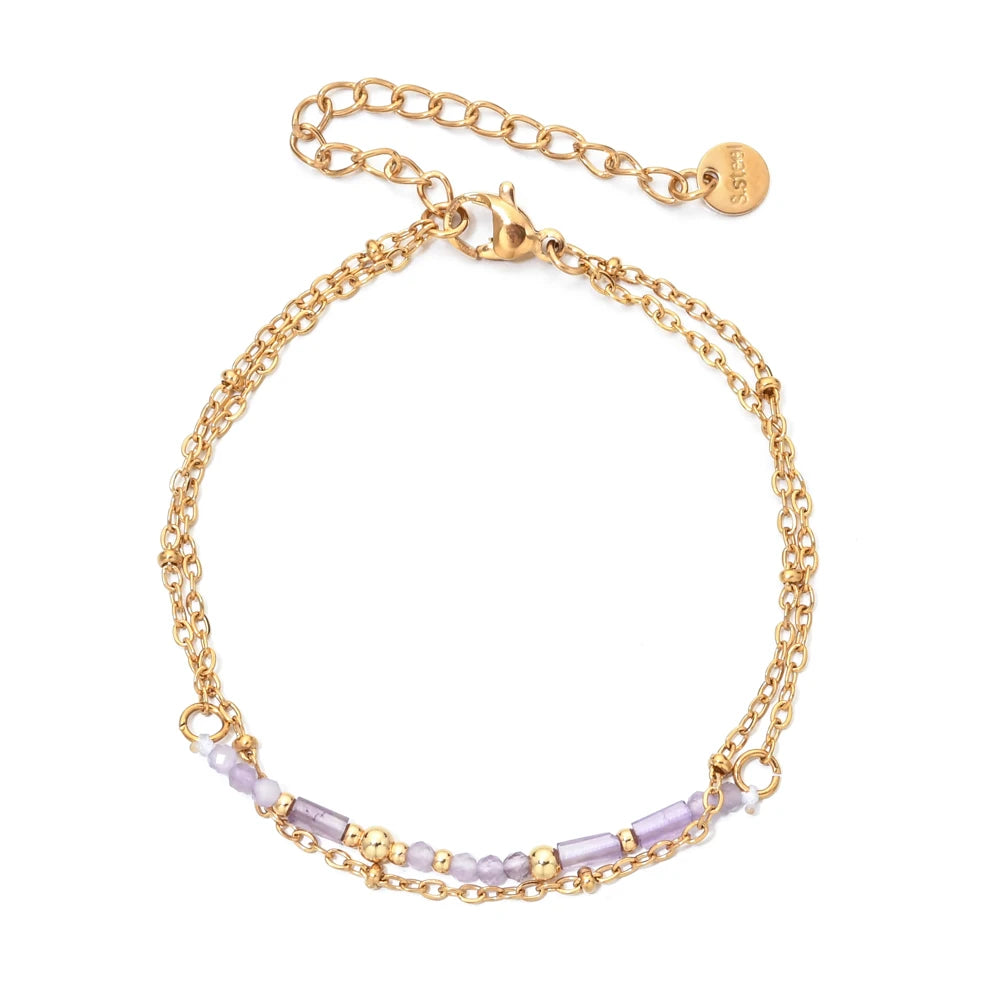 Gold Lapis Lazuli & Turquoise Chain Bracelet