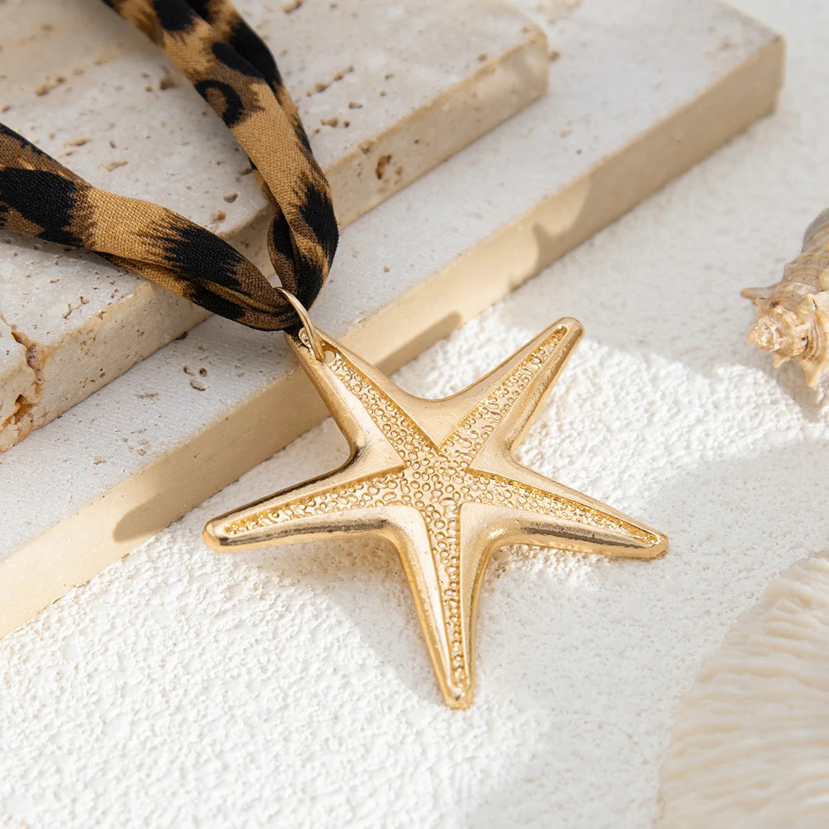 Conch, Starfish and Heart Ethnic Velvet Chain Necklace