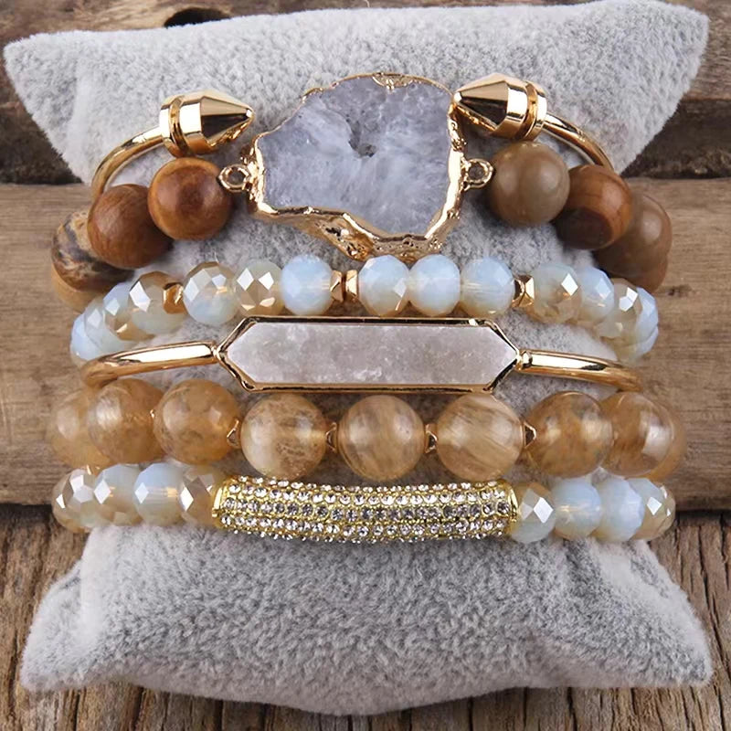 Fashion Boho Natural Stone Beaded Bracelet Jewelry Multi 6pc Stack Bracelet & Bangle Sets For Women Gift - Charlie Dolly