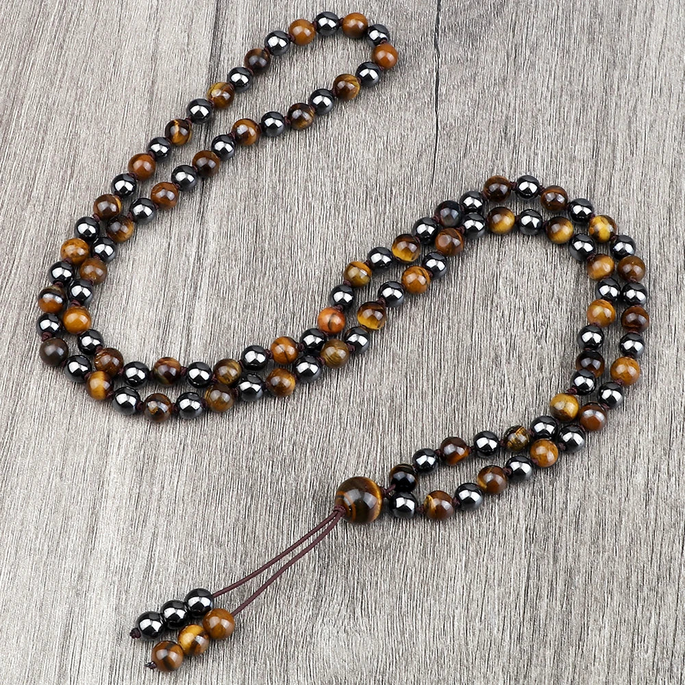 Tiger Eye Knotted 108 Mala Necklace Jewelry