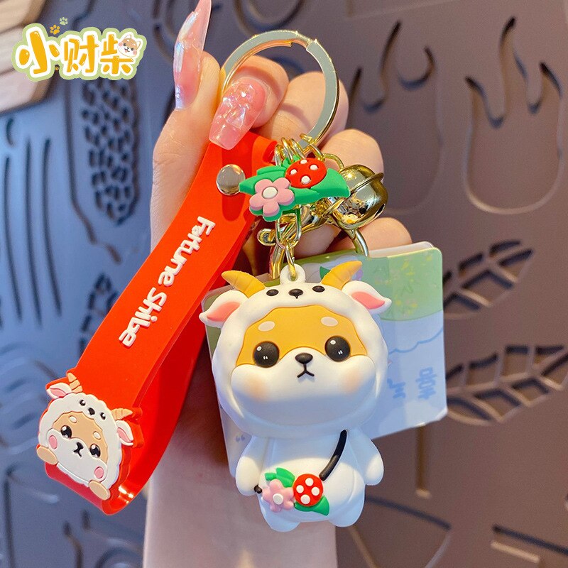 Cute Tiger Rabbit Shiba Inu Doll Key Ring Cartoon Zodiac Shiba Inu Keychain Women Couple Kids Backpack Charm Key Chains Gifts