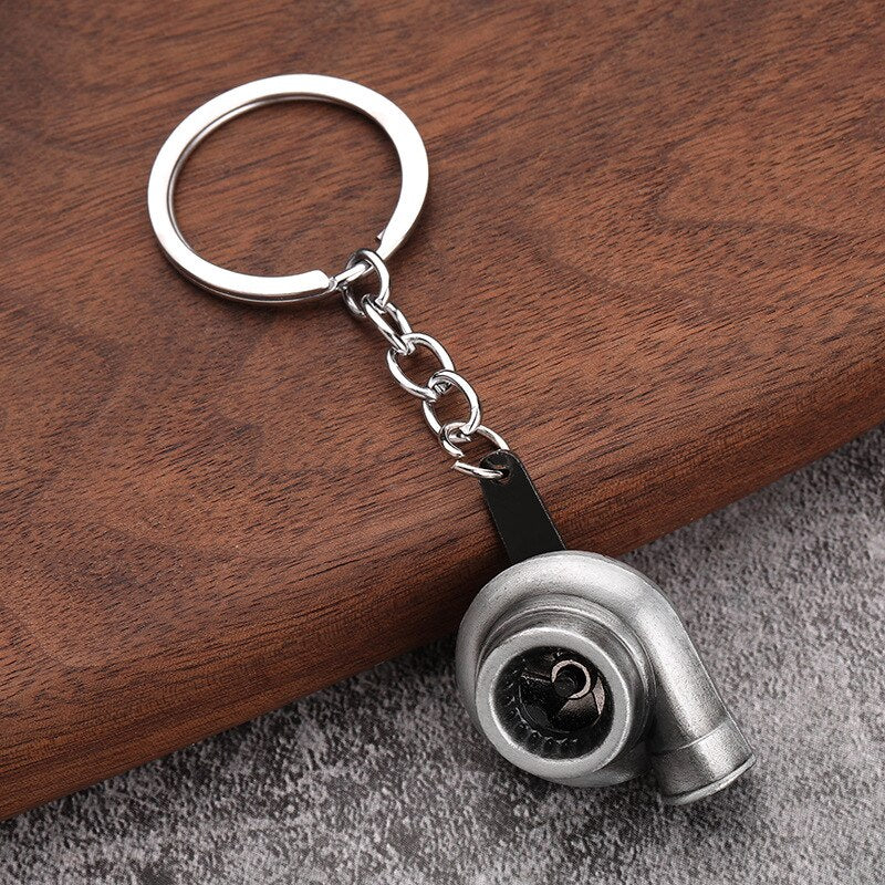 Simulation Alloy Keychain Car Modification Mini Metal Turbo Key Chain Accessories Backpack Pendant Creative Gift for Men Friends