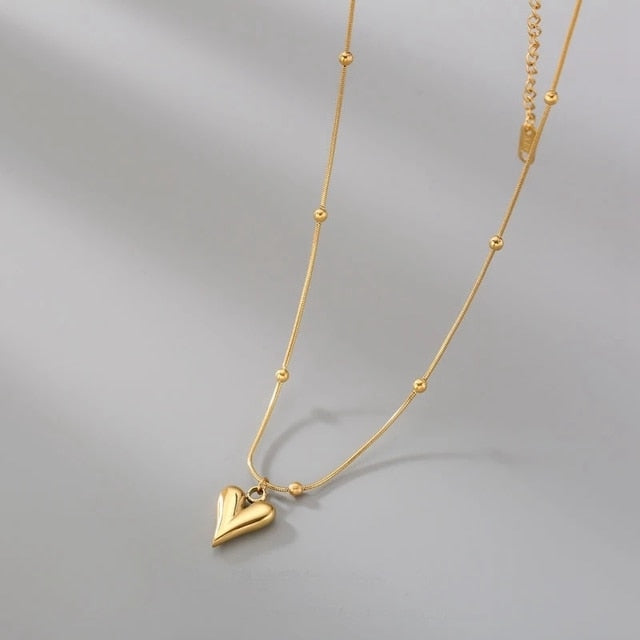 Genuine 14k Gold Color Necklace For Women Water Wave Chain Snake Bone/starry/Cross Chain 18 inches Necklace Pendant Fine Jewelry