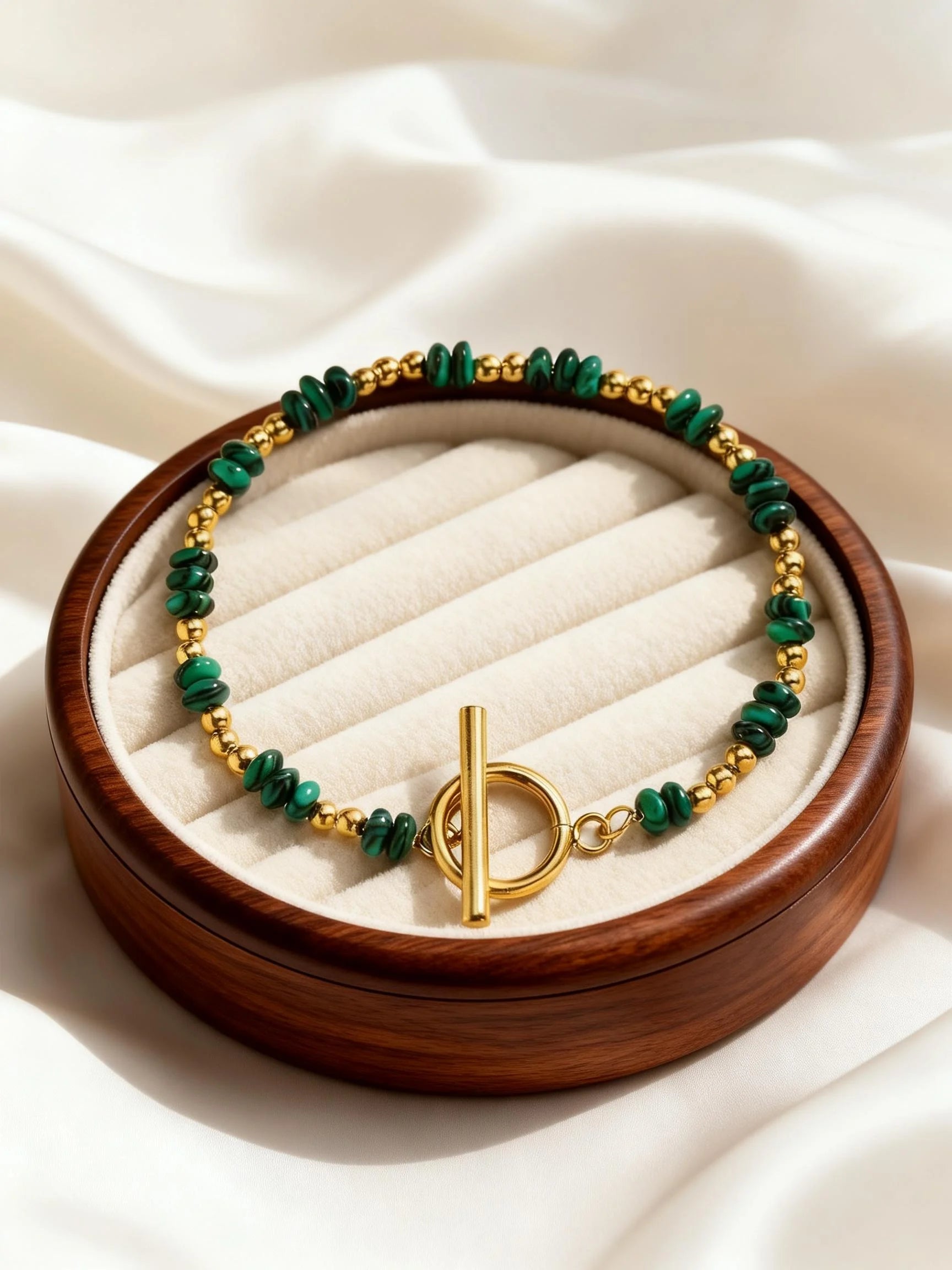 Boho Natural Stone Beaded Bracelet for Women Toggle Clasp Crystal Bead Chain Bracelet Chic Design Stainless Steel Jewelry Gift - Charlie Dolly