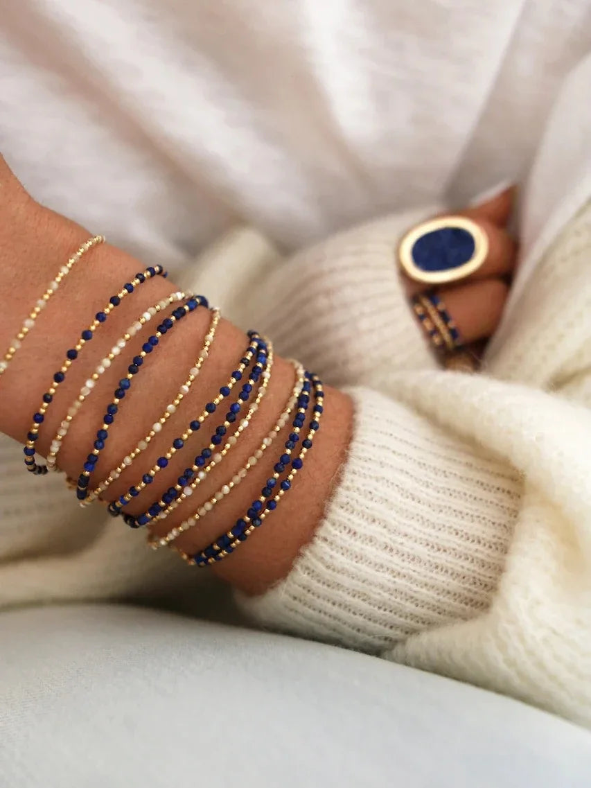 CCGOOD 3mm Natural Stone Beaded Summer Bracelets for Women Gold Plated 18 K Boho Jewelry Beach Style Bracelet Pulseras - Charlie Dolly