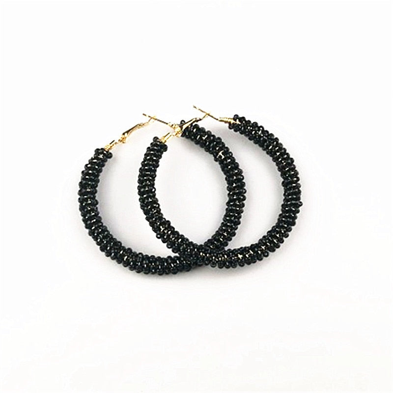 Bohemian Colorful Round Rice Beads Drop Earrings for Women Fashion Multicolor Handmade Dangle Earrings Female Party Jewelry Gift