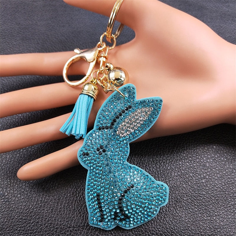 Fashion Lovely Rabbit Keychain for Women Gold Color Crystal Cute Animal Pendant Key Ring Jewelry porta chaves mulher KXHK67S01 - Charlie Dolly