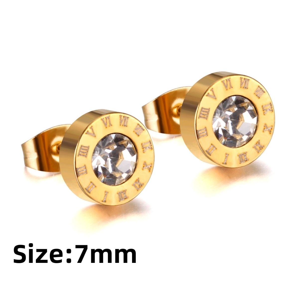 LUXUKISSKIDS Roman Numerals Men's Earrings Gothic Black Studs Steel Korean Fashion For Women 2023 Trendy Punk CZ Hiphop Piercing