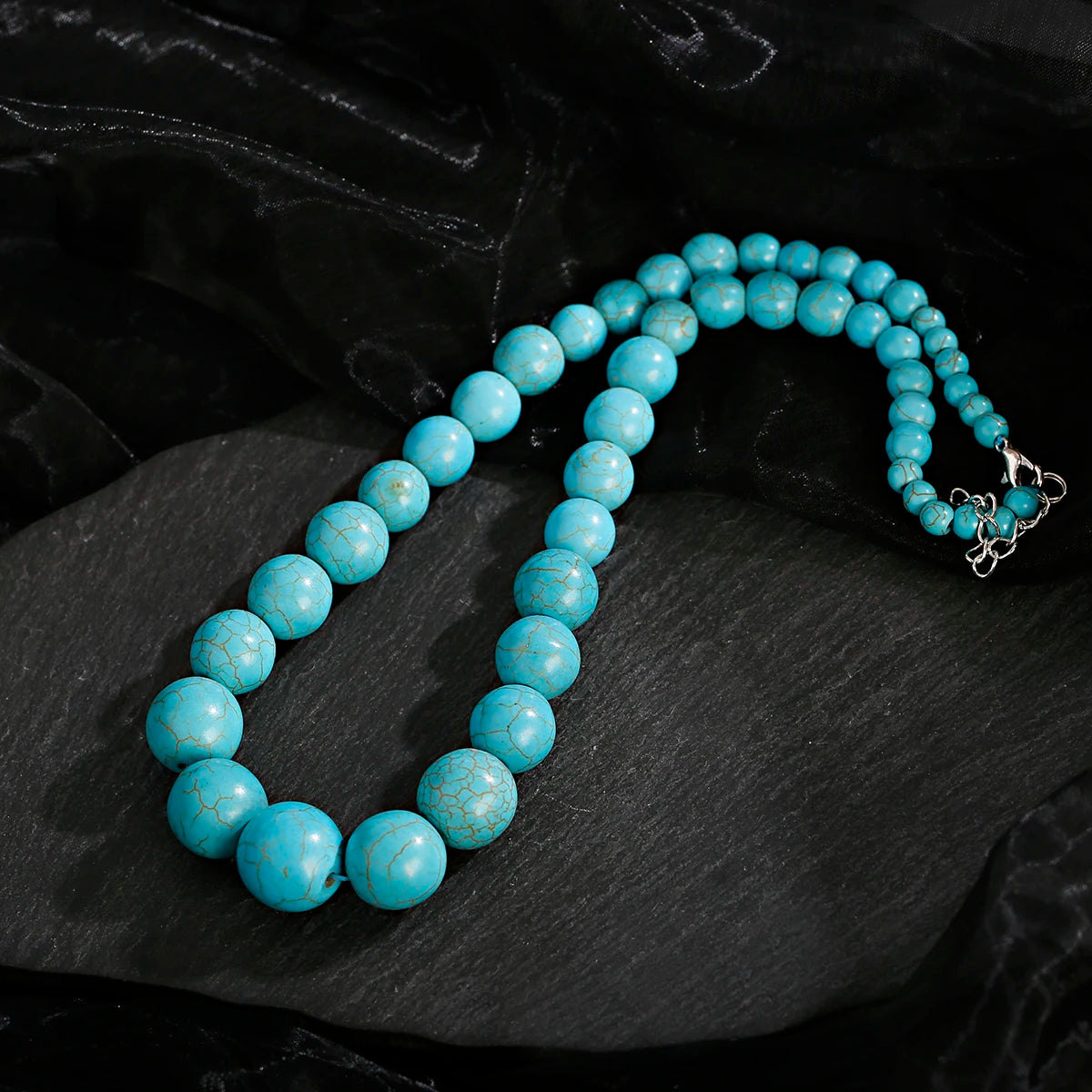 Green Stone Turquoise Beaded Choker Necklace Jewelry