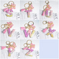 Cute Resin A-Z Initials Letter Keychain Pink Sparkle Butterfly Tassel Pendant Keyring for Women Girl Purse Handbags Jewelry Gift - Charlie Dolly