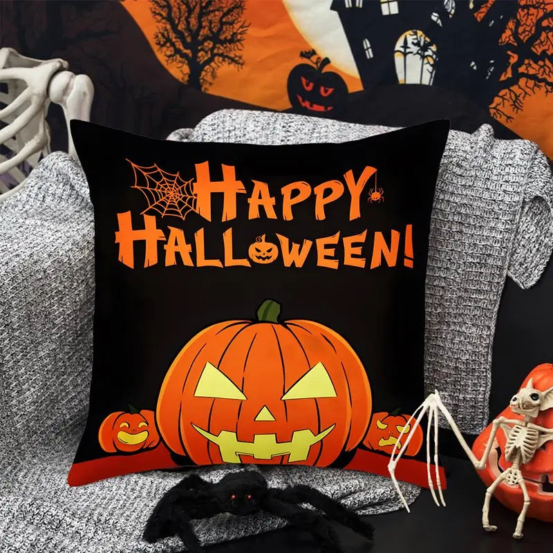 Halloween Pumpkin Ghost Pillowcase Happy Halloween Party Decorations For Home 2024 Trick or Treat Spider Bat Cat Pillow Covers - Charlie Dolly