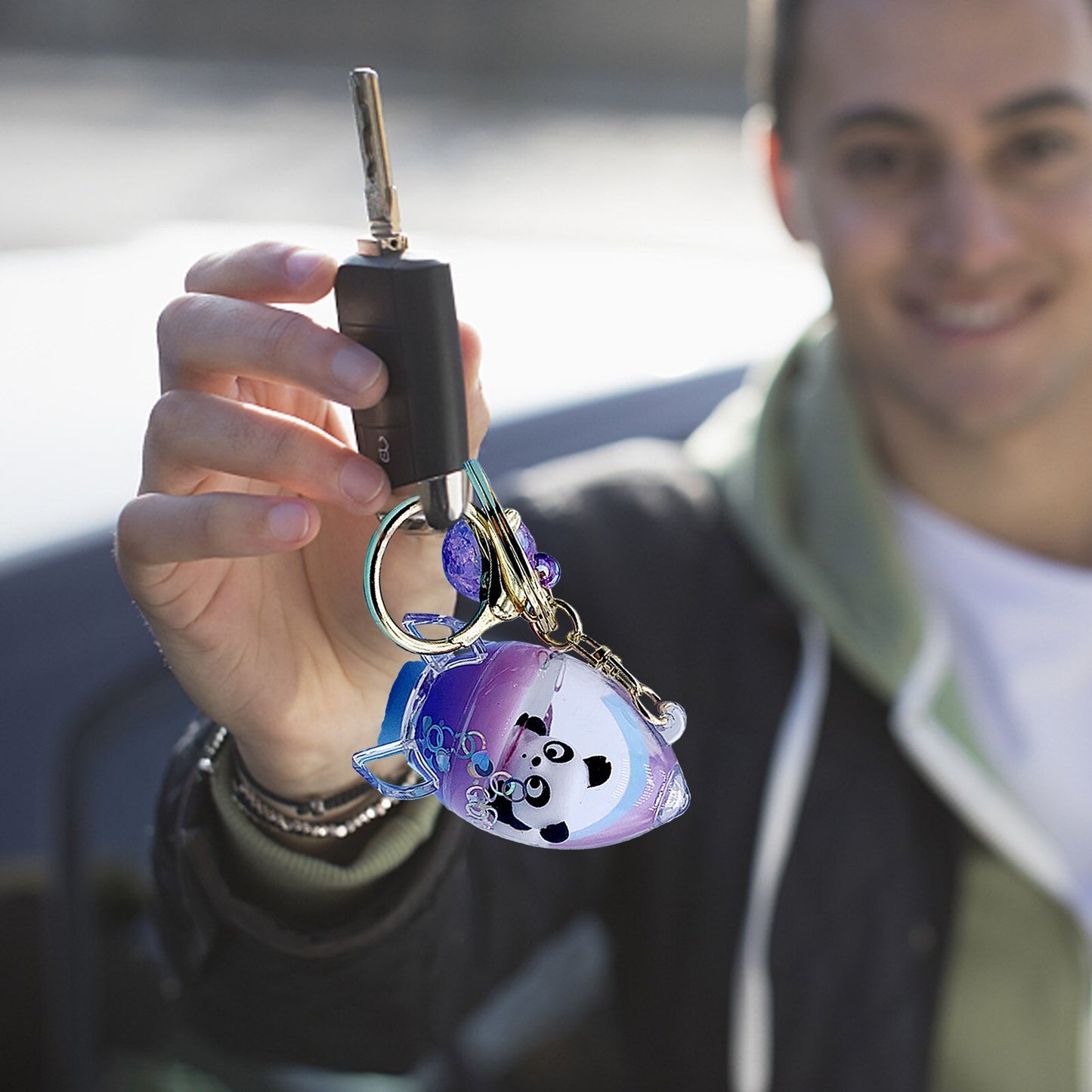 Panda Key Chains Women Cute Astronaut Animal Keychain As Gifts For Girls Astronaut Quicksand Floating Panda Panda Keychain As