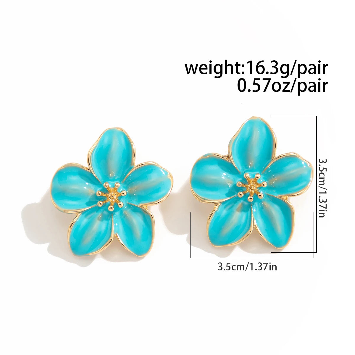 Enamel Petal Flower Stud Earrings Jewelry