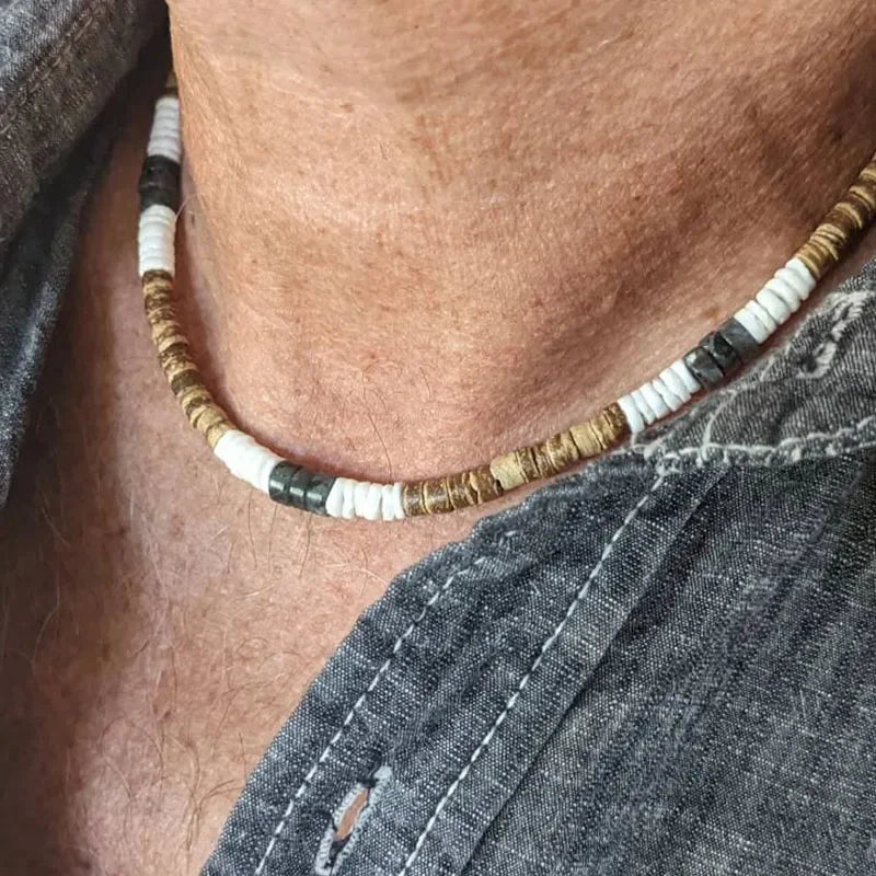 White Puka Shell Surf Boho Necklace
