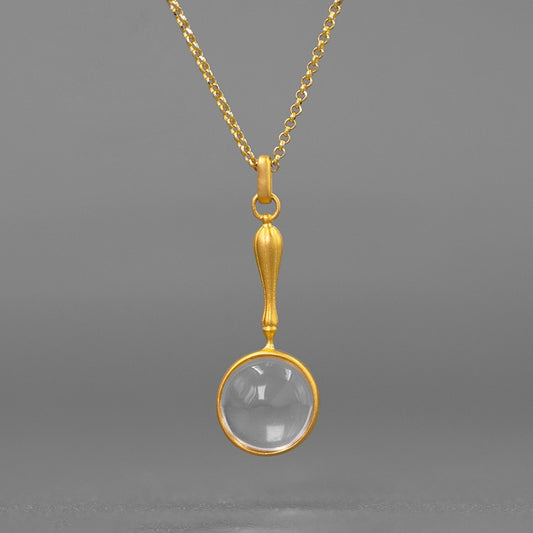 INATURE New Fashion 925 Sterling Silver Jewelry Natural Crystal Magnifying Glass Pendant Necklace For Women - Charlie Dolly