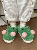 Cute Frog Cotton Home Slippers Women 2022 Winter Men And Women's Indoor Anti-skid Thick Soled Warm Woolen Household Shoes - Charlie Dolly