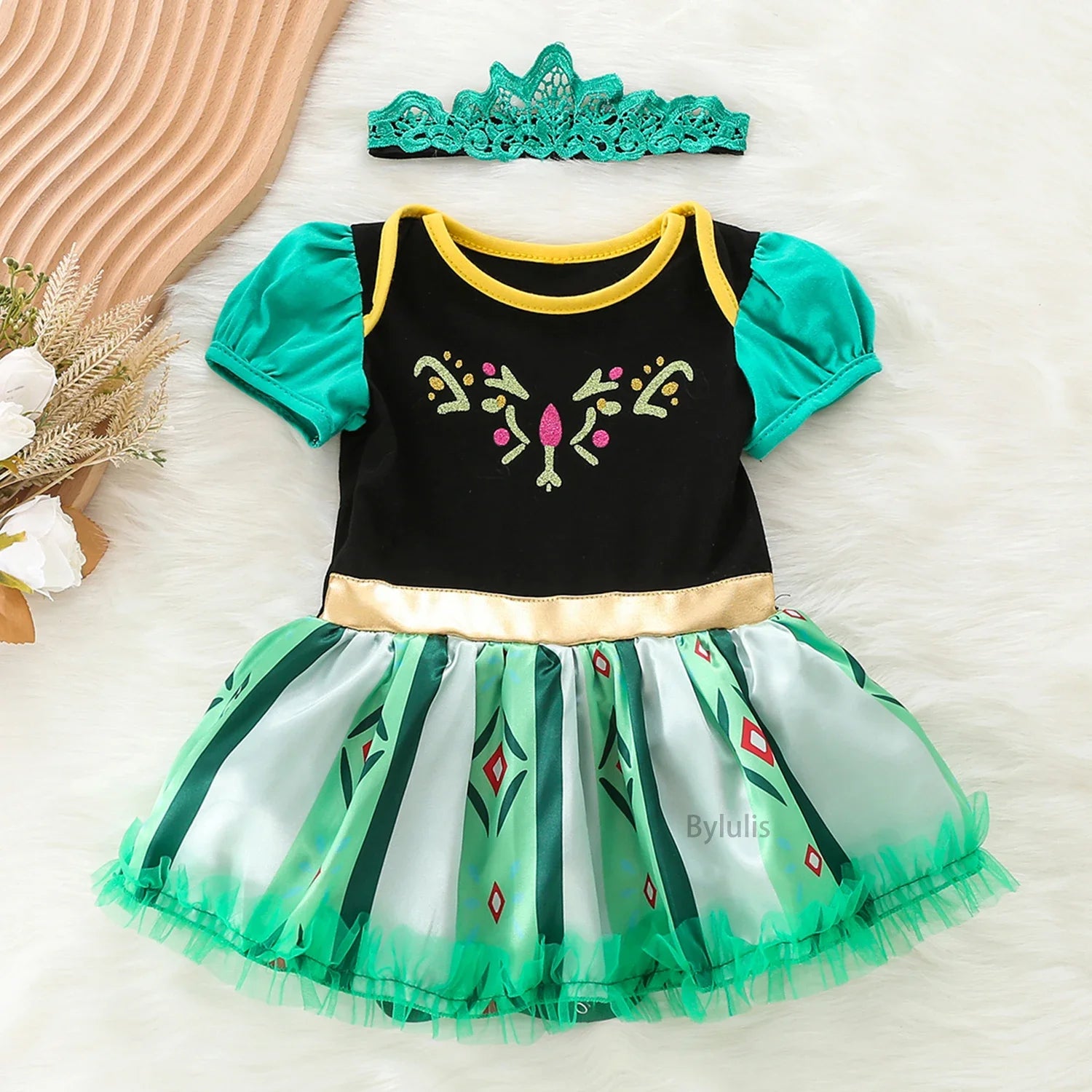 Baby Romper Tutu Dress with Headband Infant Baby Girl Princess Clothes Cute Design Kids Dress Halloween Party Costumes Outfit - Charlie Dolly