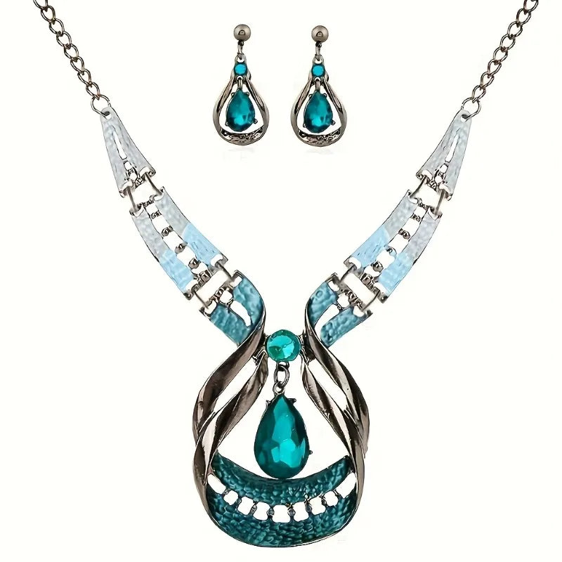 Geometric Statement Collar Necklace Earring Set Jewelry