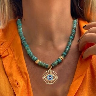 Luxury Mens Jewellery evil eye Pendant Necklace Men Classic Necklace Jewelry Gift Jewelry for Women Collares Para Mujer Quartz