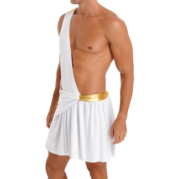 Men's Ancient Greek God Halloween Party Costume Cosplay One Shoulder Strap Skirts Knight Warrior Theatrical Performance Outfit - Charlie Dolly