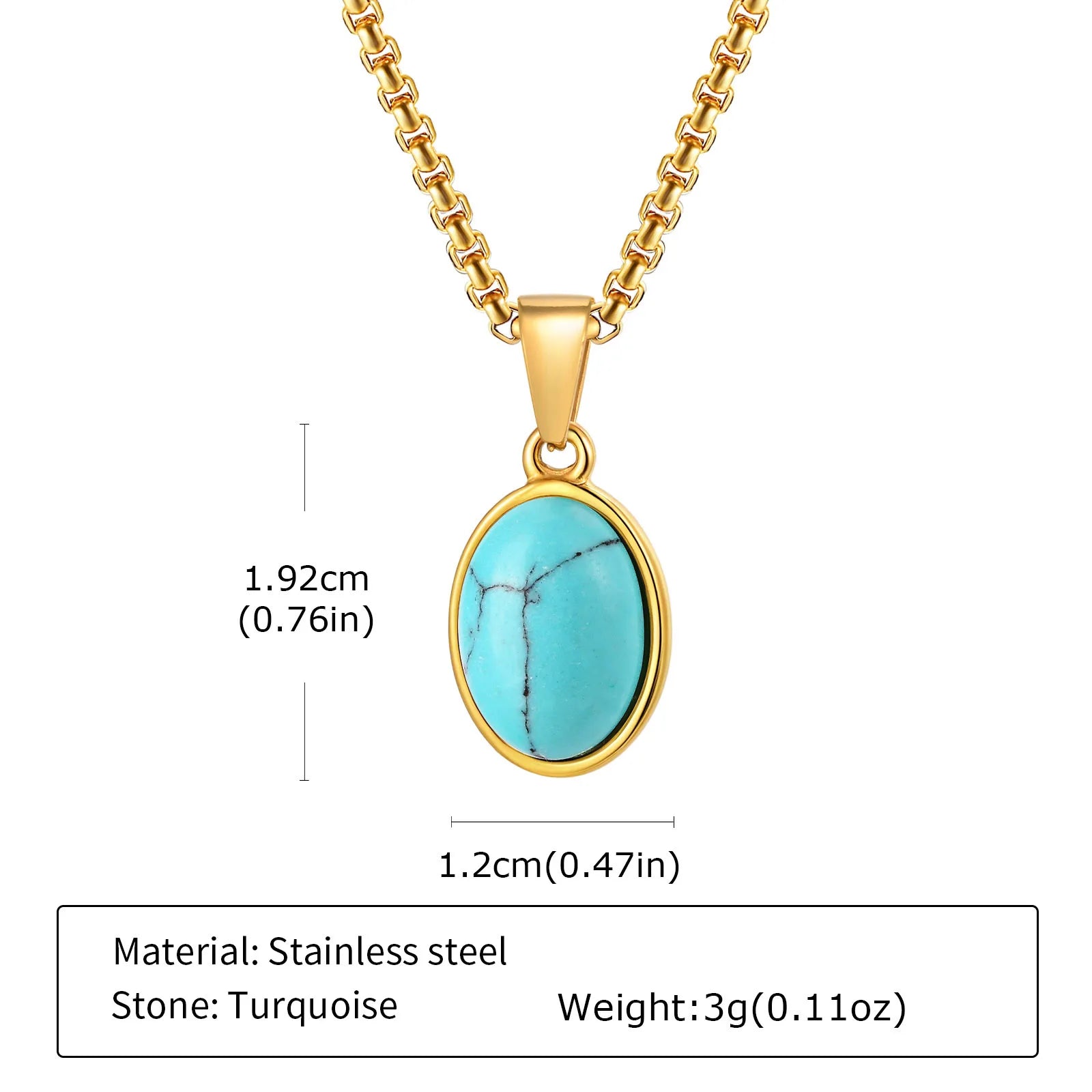 Natural Stone and Stainless Steel Hip Hop Pendant Necklace for Men
