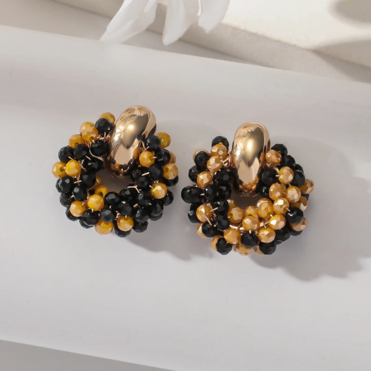 Crystal Bead Geometric Drop Earrings Jewelry