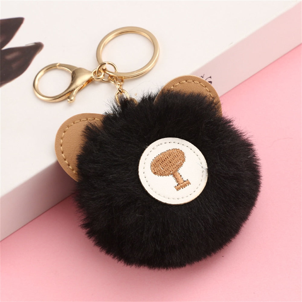 Cartoon Plush Owl Keychain With Sequin Girls Backpack Ornaments Fashion Soft Fluffy Pompom Animal Key Rings For Ladies Gifts