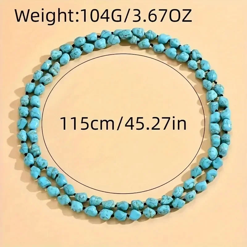 Turquoise Long Knotted Multi Strand Necklace Jewelry