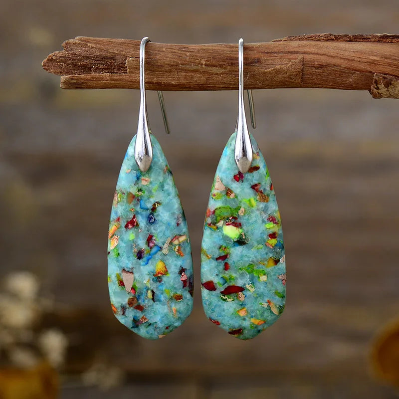Natural Stone Geometric Pendant Earrings