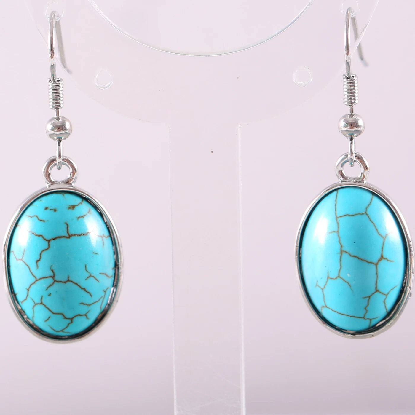 White Opal Lapis Cabochon Drop Earrings Jewelry