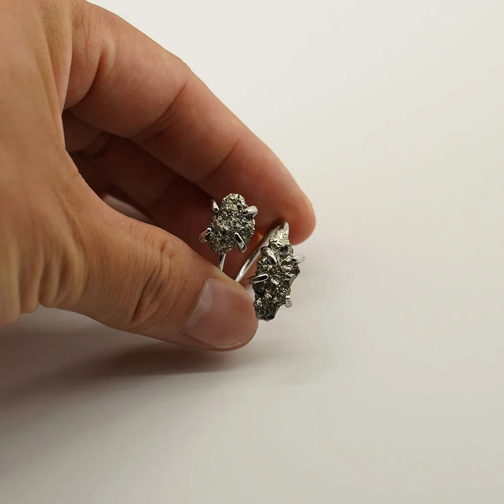 Pyrite Natural Stone Adjustable Ring