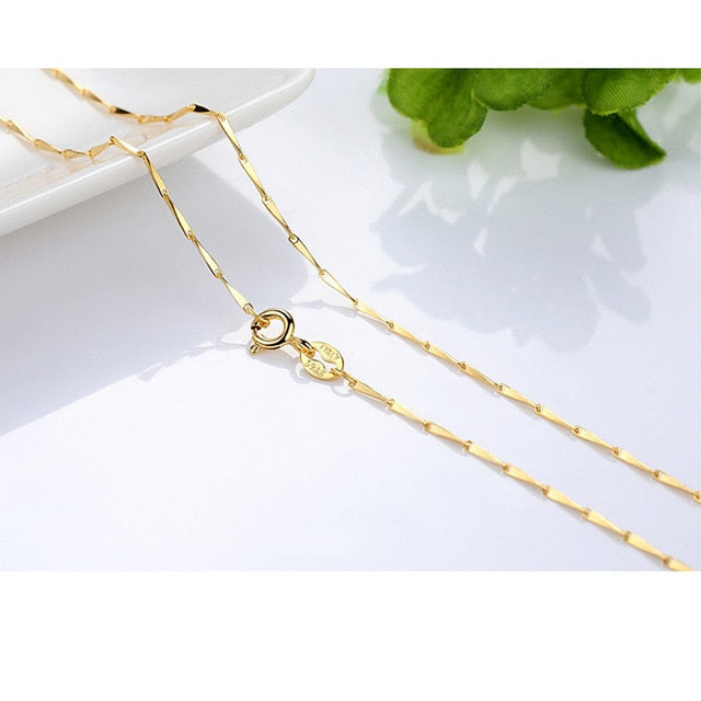 Genuine 14k Gold Color Necklace For Women Water Wave Chain Snake Bone/starry/Cross Chain 18 inches Necklace Pendant Fine Jewelry