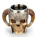 Stainless Steel Skull Mug Viking Drinking Cup Skeleton Resin Beer Stein Tankard Coffee Mug Tea Cup Halloween Gift Bar Drinkware - Charlie Dolly