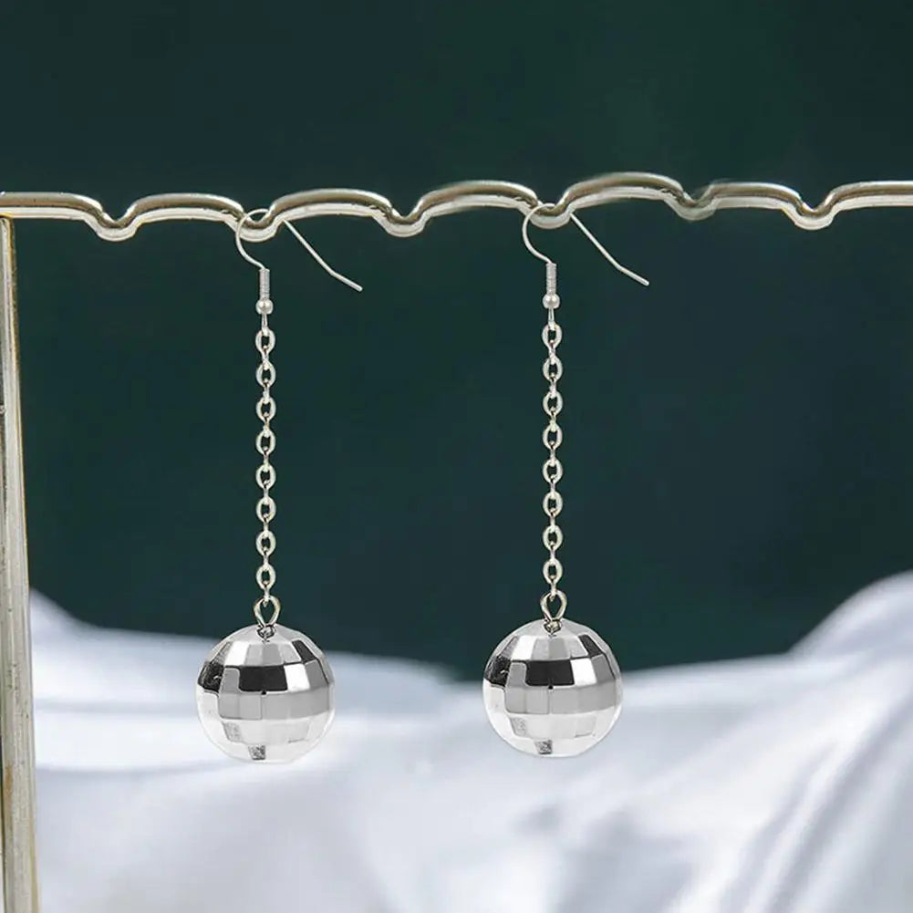 Mirror Disco Ball Drop Earrings Jewelry
