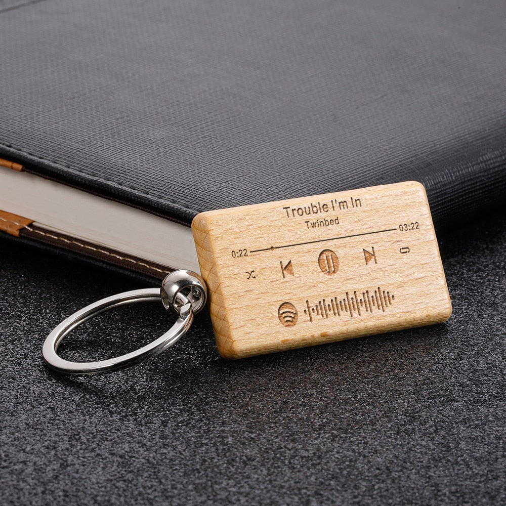 Customized Wooden Spotify Music Keychain Personalized Music Gift Spotify Scan Code Keychain for Women Men Keyring Customizable
