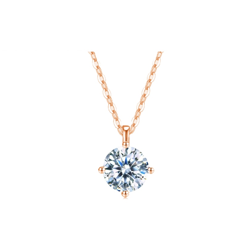 Stylever Luxury Certified Moissanite Diamond Classic Round Pendant Necklace for Women 925 Sterling Silver Chain Wedding Jewelry