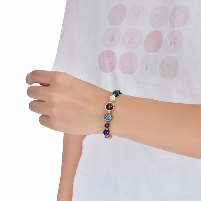 Zodiac Constellation Crystal Bracelet, 12 Signs Natural Stone Beaded Amulet