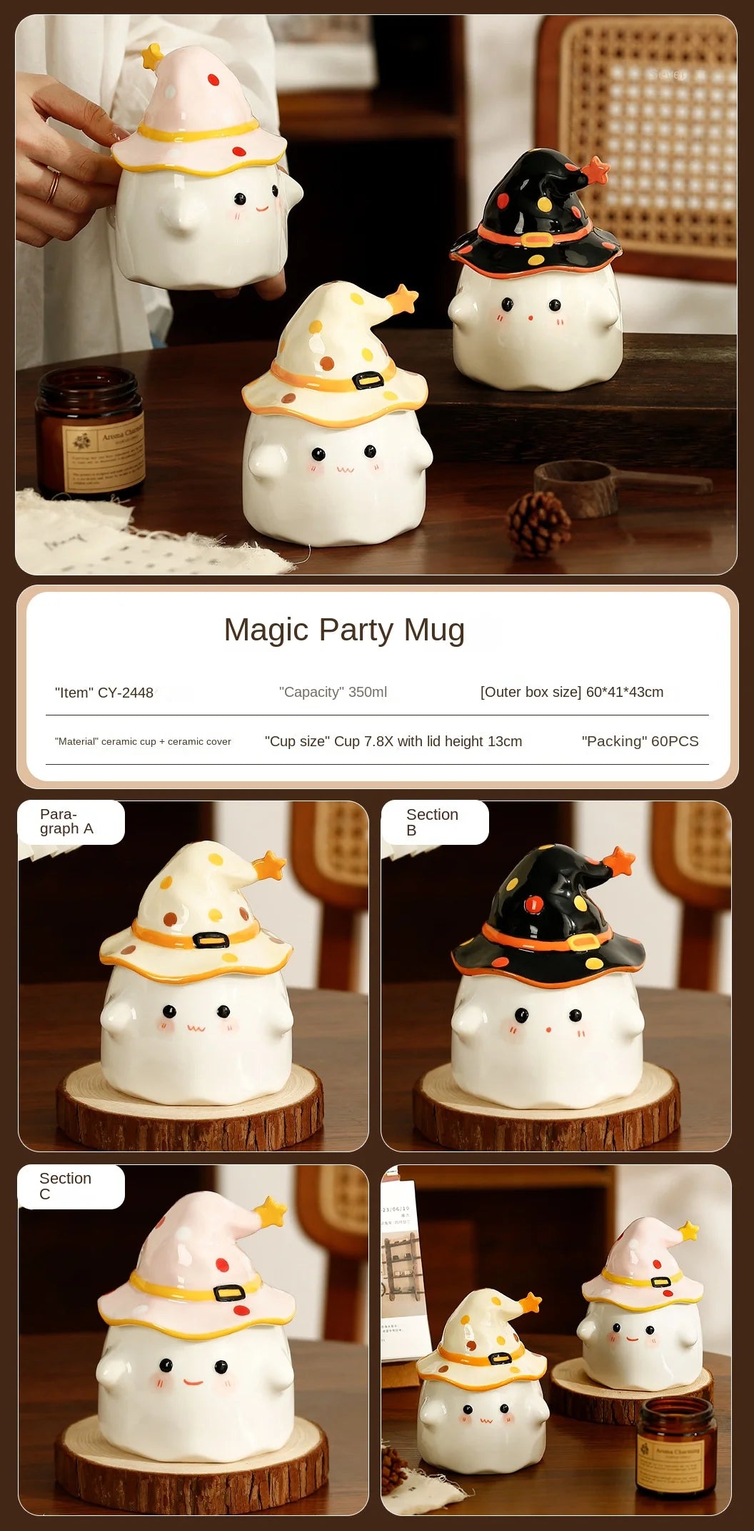 Funny Ghost Ceramic Mugs Coffee Cups with Lids Office Afternoon Tea Coffee Cup Halloween and Easter Gifts Friends - Charlie Dolly